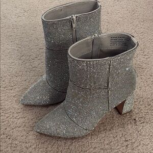 Madden Girl Silver Ankle Booties with Chunky Heel